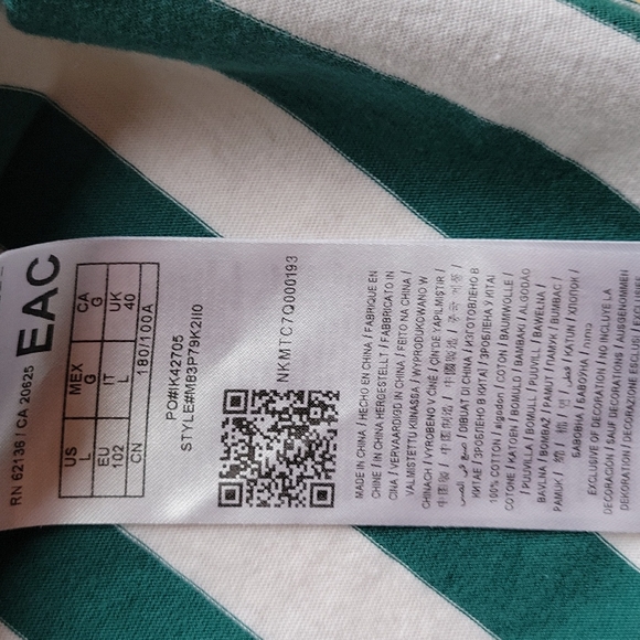 Guess Green White Striped Short Sleeve T Shirt Large - Picture 7 of 8